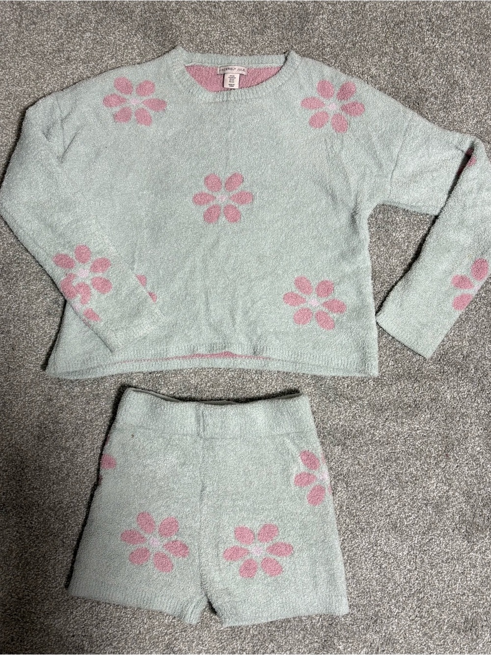 Sincerly Jules Sweater & Short Pajama Set with Flowers